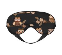 Cute Brown Cartoon Owls Print Outdoor Travel Stylish Eye Mask Adjustable Sleep Camping Meditation Relaxation