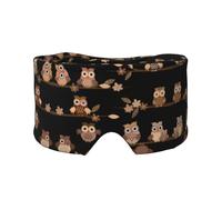 Cute Brown Cartoon Owls Print Sleep Eye and Ear Muffs Mask - Adjustable Yoga Travel Headband, Keep Warm Shading Comfortable Aid
