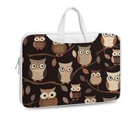 Cute Brown Cartoon Owls Printed Leather Shoulder Messenger Bag Briefcase for Men Women Travel Business Office Hangbag Laptop Pack Crossbody