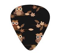 Cute Brown Cartoon Owls Printed Triangle Guitar Picks 12 Pcs Novelty Guitar Plectrums for Bass, Electric, Acoustic Guitar