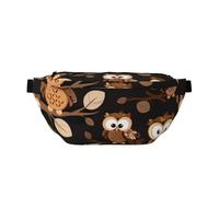 Cute Brown Cartoon Owls Printed Waist Bag Adjustable Bum Bag Lightweight Travel Waist Fanny Pack Belt for Walking Cycling Hiking Travel