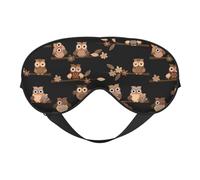 Cute Brown Cartoon Owls Soft Sleep Mask Adjustable Strap Light Blocking Reversible Comfortable Night Mask