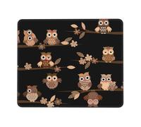 Cute Brown Cartoon Owls Thick Desk Pad Mouse Mat with Lock Stitch Edge, Stable Non-Slip Surface for Computer Use
