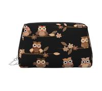 Cute Brown Cartoon Owls Travel Makeup Bag with Compartment,Portable Cosmetic Organizer Bags,Toiletry Bag