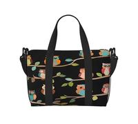 (Cute Brown Cartoon Owls) Waterproof Lightweight Hand Travel Bag - Large Carry-On for 3-5 Day Trips | Air Travel, Sports, Weekend Use | Men & Women (1-Pack)