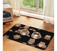 Cute Brown Cartoon Owls,Waterproof Pet Feeding Mat,PU Leather Placemats for Cat Dog Water Bowl,Food Mats,40x60cm