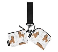 Cute Brown Charming Horses Pony Women's Wallets Card Cases Slim Detachable Women's Money Organizers with Zipper Pocket for Women Men 2 Pcs, Charming Horses Pony, One Size