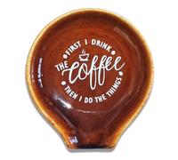 Cute Brown Coffee Spoon Rest,Funny But First Coffee Ceramic Spoon Rest brown