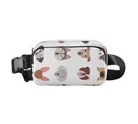 Cute Brown Dog Faces White Fashion Waist Bag Fanny Pack for Women Men Teens Water Resistant Crossbody Sling Bag with Adjustable Strap for Travel Shopping Running, Multicolor, One Size, Waistpack