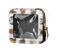 Cute Brown Dog Faces White Transparent Small Makeup Bag for Handbag Travel Toiletry Bags Mini Makeup Containers for Travel, Multi, 1 Size, Colorful, multi-coloured, 1 size, Colorful