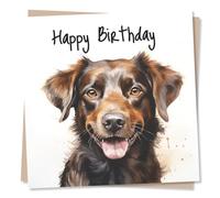 Cute Brown Dog Happy Birthday Card - Special Puppy Card For Family and Friends - Made in UK