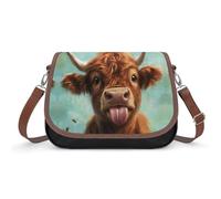 Cute Brown Highland Cow Cross Body Bag Women Shoulder Handbag Sling Messenger with Adjustable Strap