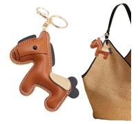 Cute Brown Horse Key Kainer - PU Leather Backpacks Pendant, Handbags Portable Multipurpose Key Ring | Key Bag Accessories for Wallet, Mobile Phone, Leather Horse Key Chain, Cute Tie, Single