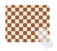 Cute Brown Mouse Pad,Retro Checkered Pattern Mousepad,Square Aesthetic Plaid Waterproof Grid Mouse Mat Design, Non-Slip Rubber Base Computer Funny Boho Small Mouse Pads, Desk Accessories