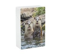Cute Brown Otters Cigarette Case Stylish Lightweight Pocket Holder Case for Smoke Waterproof Cigarette Dispenser Cigarettes Accessories for Outdoor Camping Hiking