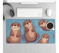 Cute Brown Otters Gaming Mouse Pad 12x24 Inch Desk Pad Protector Waterproof Non-Slip Rubber Base Keyboard Mat Extra Large Desktop Mat for Office Home Computer Laptop Table Accessory