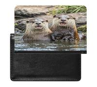 Cute Brown Otters Passport Holder with Card Slots Portable Passport Cover Compact Waterproof Passports Protector