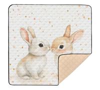 Cute Brown Rabbits Soft Foam Baby Playmat for Floor Non-Toxic Playroom Activity Mat for Babies Infants Toddlers, 50'' x 50''
