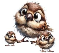 Cute Brown Robin Vinyl Sticker Decals, Cover up Marks, Fun Multi-Purpose Decor Ideal for Toilet, Laptop, Phone, Cup & More. Weatherproof & Vibrant Childrens Gift Nursery Wall Stickers, 5 Total Birds