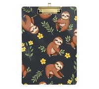 Cute Brown Sloth Clipboard Cute Clipboard Wordpad Clipboards Standard Size, A4 Letter Size 12.5 x 9 Inches Gold Clip, Gold12x9in