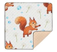 Cute Brown Squirrel Soft Thick mat for Baby to Play on Floor for Floor Waterproof Foldable Padded Play Mat for Newborns Babies Infants Toddlers, 50'' x 50''