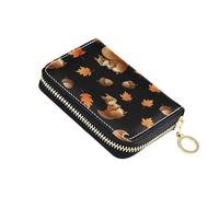 Cute Brown Squirrels Black Women Wallet Leather Credit Card Holder RFID Blocking Compact Travel Cash Wallet with Coin Pocket