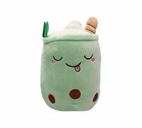 Cute Bubble Tea Plush Toy, Soft Stuffed Milk Tea Character with Big Eyes, Pastel Colors, Gift for Valentine's Day Easter Halloween Christmas Green