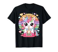 Cute Bubble Tea Unicorn Pastel Rainbow Kawaii T-Shirt