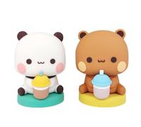 Cute Bubu & Dudu Bears Car Dashboard Decorations - 2PC Cartoon Statue Panda Figurine Toy, Interior & Home Tabletop Ornaments Gift