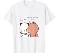 Cute Bubu Dudu Panda Bear Couple Love Bubu and Dudu T-Shirt (White,L)