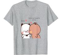 Cute Bubu Panda Bear Couple Love Bubu and T-Shirt (Grey,XL)
