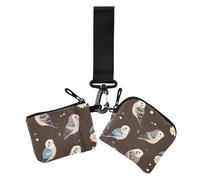 Cute Budgerigar Brown Bird Women's Coin Purses Card Cases Compact Size Business Card Case Money Organizer with Wristlet Strap for Lady 2 Packs, Cute Budgerigar Brown bird, 1 size, Print Art, Cute