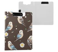 Cute Budgerigar Brown Foldable Clipboards Horizontal and Vertical Double Clips Clip Board with Cover Clipboard Padfolio Office Paperwork