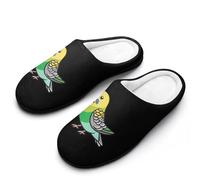 Cute Budgie Bird Slippers Women Winter Warm Cotton Hotel Slippers Anti-Slip Indoor Slip-Ons House Shoes 11-12（42-43）