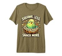 Cute Budgie Squawk Less Snack More Budgerigar Parakeet Lover Premium T-Shirt
