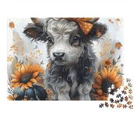 Cute Buffalo Autumn 1000 Pc Sturdy Cardboard Classic Jigsaw Puzzle for Adults & Kids 12+, Stress Relief Puzzle, Decompression & Wall Decor, Ultimate Relaxation Gift 52x38cm/1000pcs