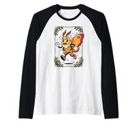 Cute Bug Illustration Angry Running Moth Forest Art Raglan Baseball Tee