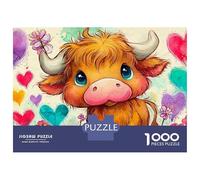 Cute Bull 1000 Pieces Jigsaw Puzzles Engaging Home Decoration Highland Cow Portrait Jigsaw Puzzle Beautiful Decoration for Adults And Kids 52x38cm/1000pcs