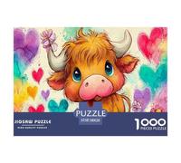 Cute Bull 1000 Pieces Puzzle for Adults Kids - Cute Cow with Hearts Fun And Challenging Family Game Educational Game Challenge38x26cm/1000pcs