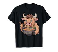 Cute Bull Eating Ramen Japanese Kawaii Farm Noodles T-Shirt
