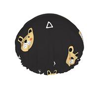 Cute Bulldog Head Waterproof Shower Cap,Elastic Bathing Hair Cap Environmental Protection Hair Bath Caps, Double WaterproofBathing Shower Hat