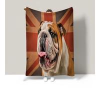 Cute Bulldog Pattern Home Flannel Fleece Soft Warm Plush Throw Blanket For Bed/Couch/Sofa/Office/Camping,Vintage Union Jack 71"×87"
