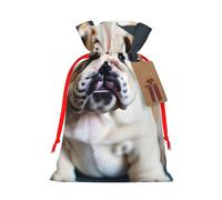 Cute Bulldog Puppy 1 Print Drawstring Gift Bags Packaging Party Candy Goodie Bag Xmas Presents Decor Holiday Giving