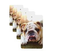 Cute Bulldog Puppy Car Air Fresheners Cards 4 Pcs Hanging Fragrance Scented Cards Long-Lasting Car Aromatherapy Tablets for Wardrobe Bathroom Car Interior Mirror Pendant Gifts