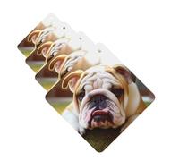Cute Bulldog Puppy Car Air Fresheners Cards 4 Pcs Hanging Fragrance Scented Cards Long-Lasting Car Aromatherapy Tablets for Wardrobe Bathroom Car Interior Mirror Pendant Gifts