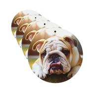 Cute Bulldog Puppy Car Air Fresheners Cards 4 Pcs Hanging Fragrance Scented Cards Long-Lasting Car Aromatherapy Tablets for Wardrobe Bathroom Car Interior Mirror Pendant Gifts