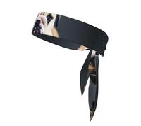 Cute Bulldog Puppy Print Sport Head Ties Headbands Bandanas Workout Hair Band Athletic Sweatbands for Running Tennis