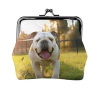 Cute Bulldog Puppy Women's Leather Kiss Lock Pouch â€“ Stylish Small Zipper-Free Wallet for Coins, Cards, Makeup & Essentials â€“ Compact & Lightweight Design for Daily Use, Travel & Gifting