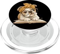 Cute Bulldog Reading Dog Book Lover Animal Graphic Baby PopSockets PopGrip for MagSafe