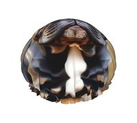 Cute Bulldog Reusable Shower Cap,Double Layer Water Shower Non Wetting Hair Cap,Large Size For All Hair Lengths